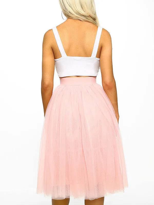 Airchics mi-longue jupe tulle plissé fluide élégant mode femme