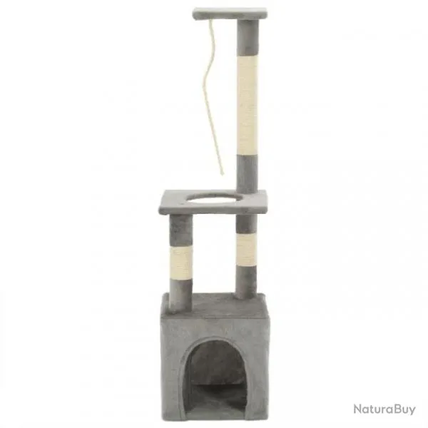 Arbre à chat griffoir grattoir niche jouet animaux peluché en sisal 109 cm gris 3702239