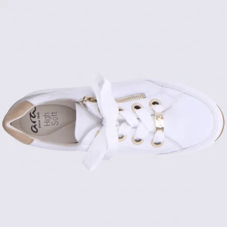 Baskets Ara, baskets à zip tendance femme en cuir blanc | Igert Chaussures&Maroquinerie