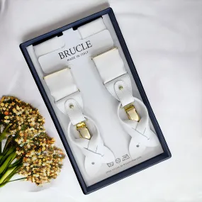 Bretelles blanches en soie avec clips dorés | Accessoires de cérémonie