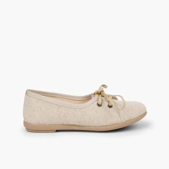 Chaussures blucher fille en lin façon escarpins  