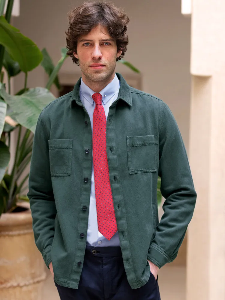 Chemise mousquetaire col pin collar à carreaux bleus
