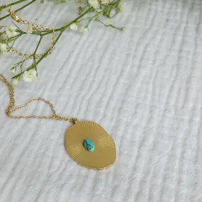 Collier court Mado - Pierre turquoise