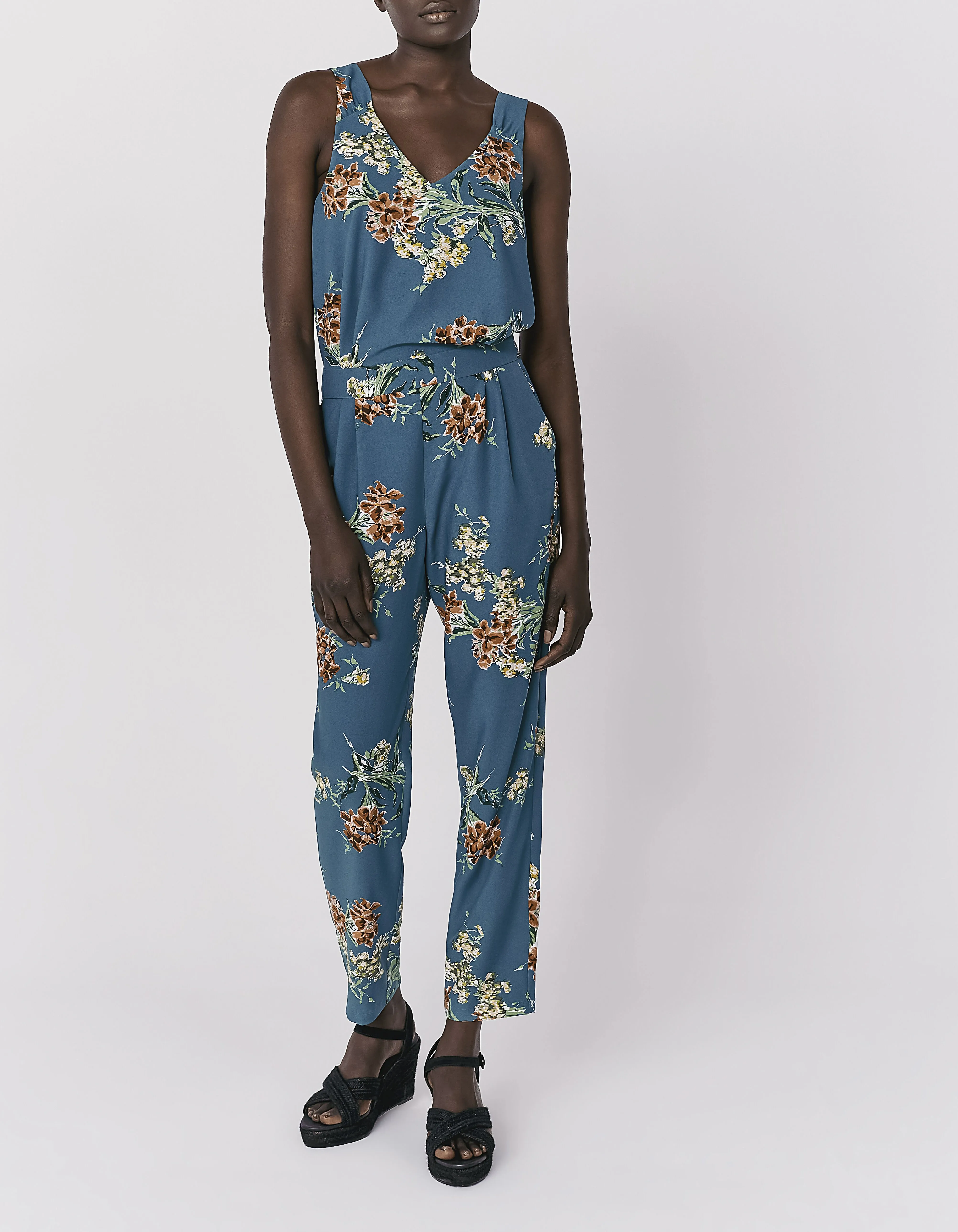 Combinaison longue imprimé bouquet de fleurs femme