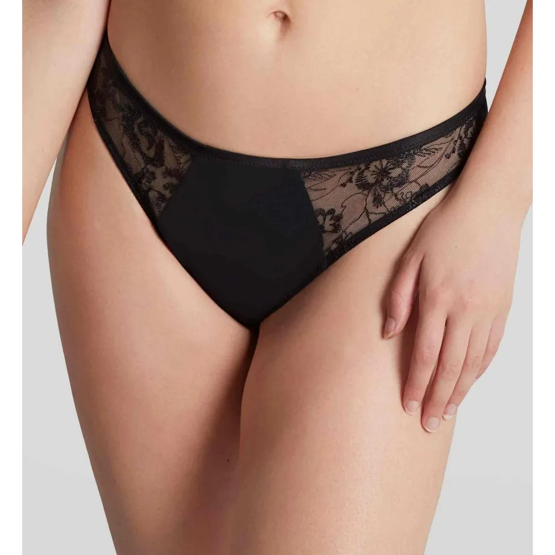 Culotte Brésilienne en Tulle Brodé - Noire Panache | 3 Suisses