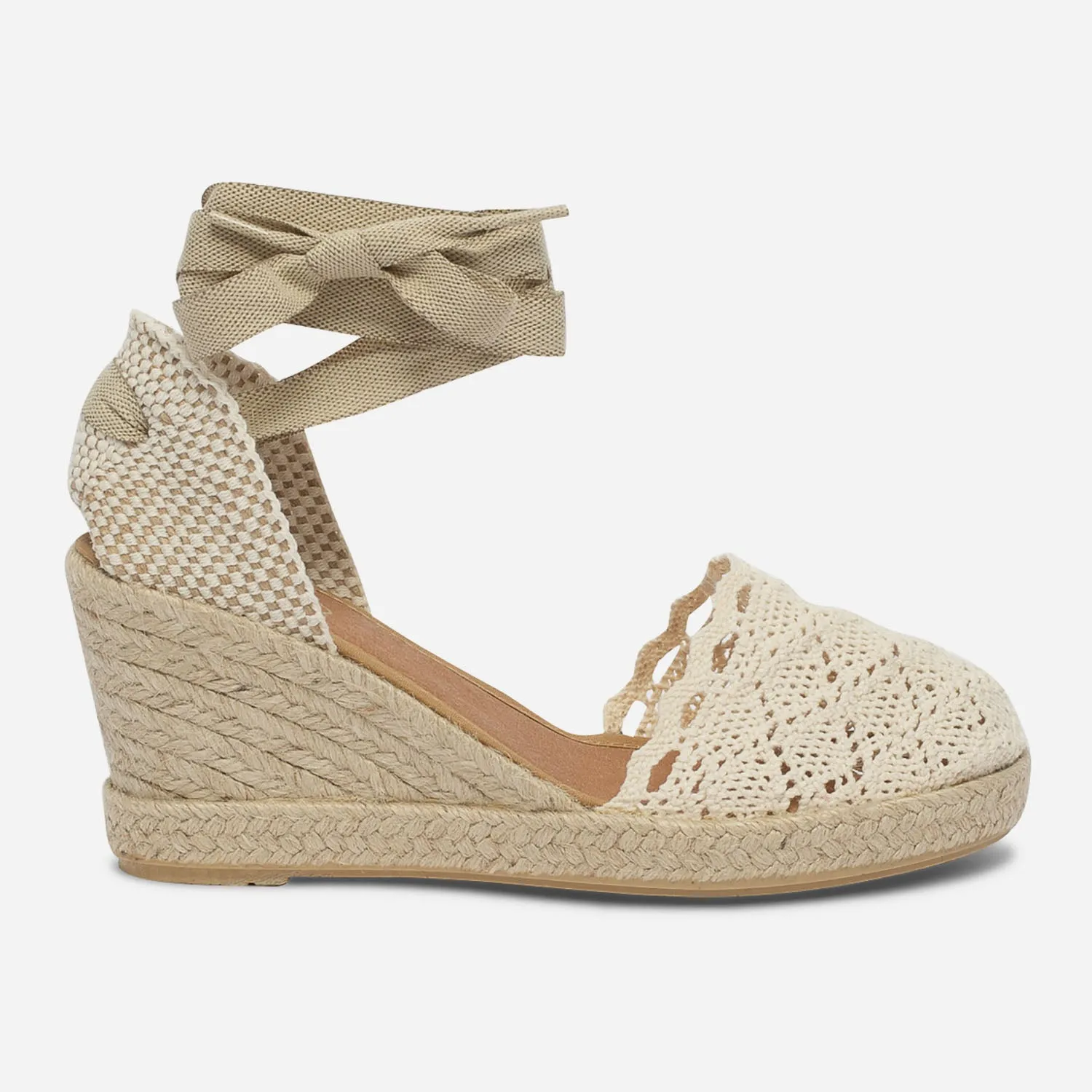 Espadrille compensée écrue façon crochet - Sandales Femme | ERAM