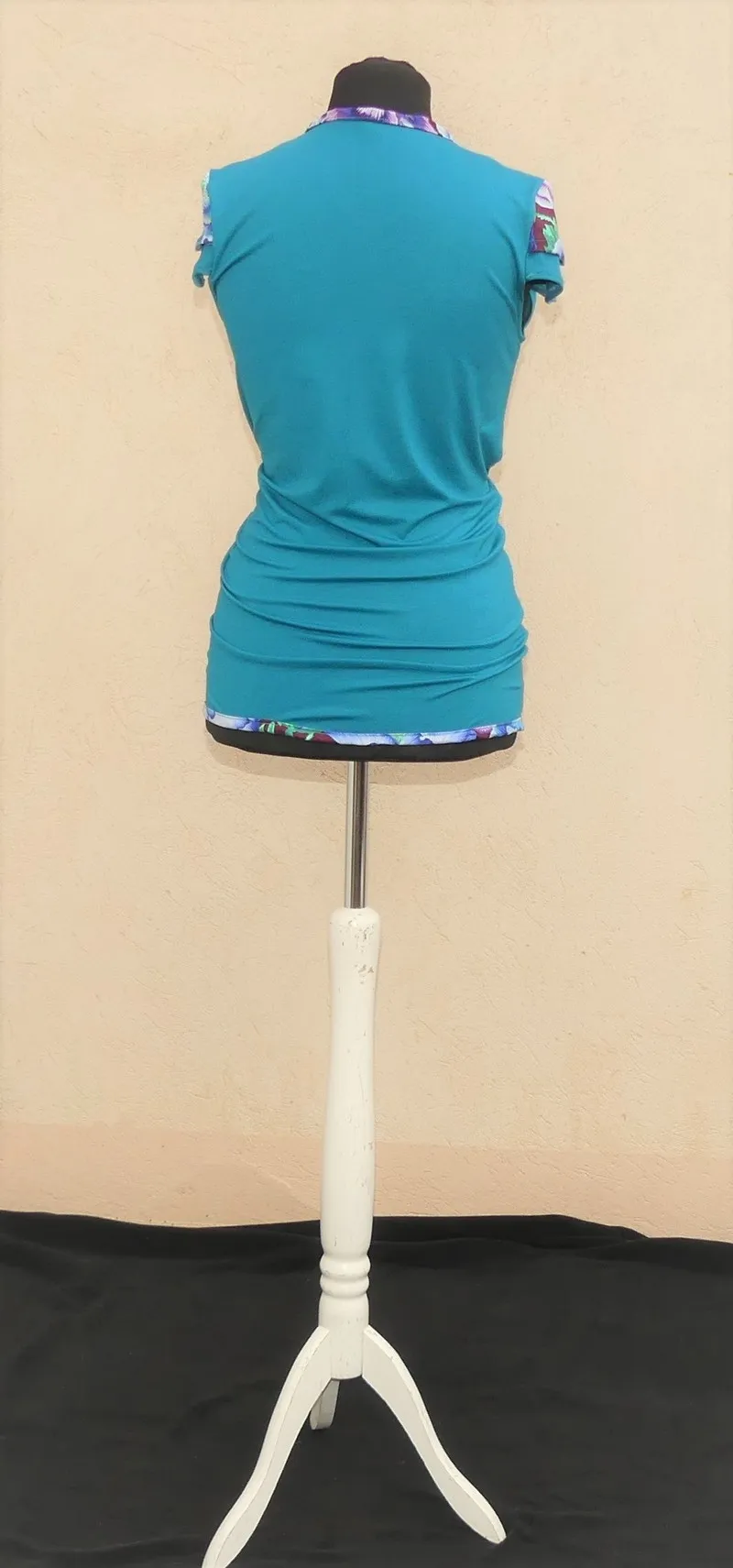 Haut façon cache cœur en jersey viscose sea blue T36/38