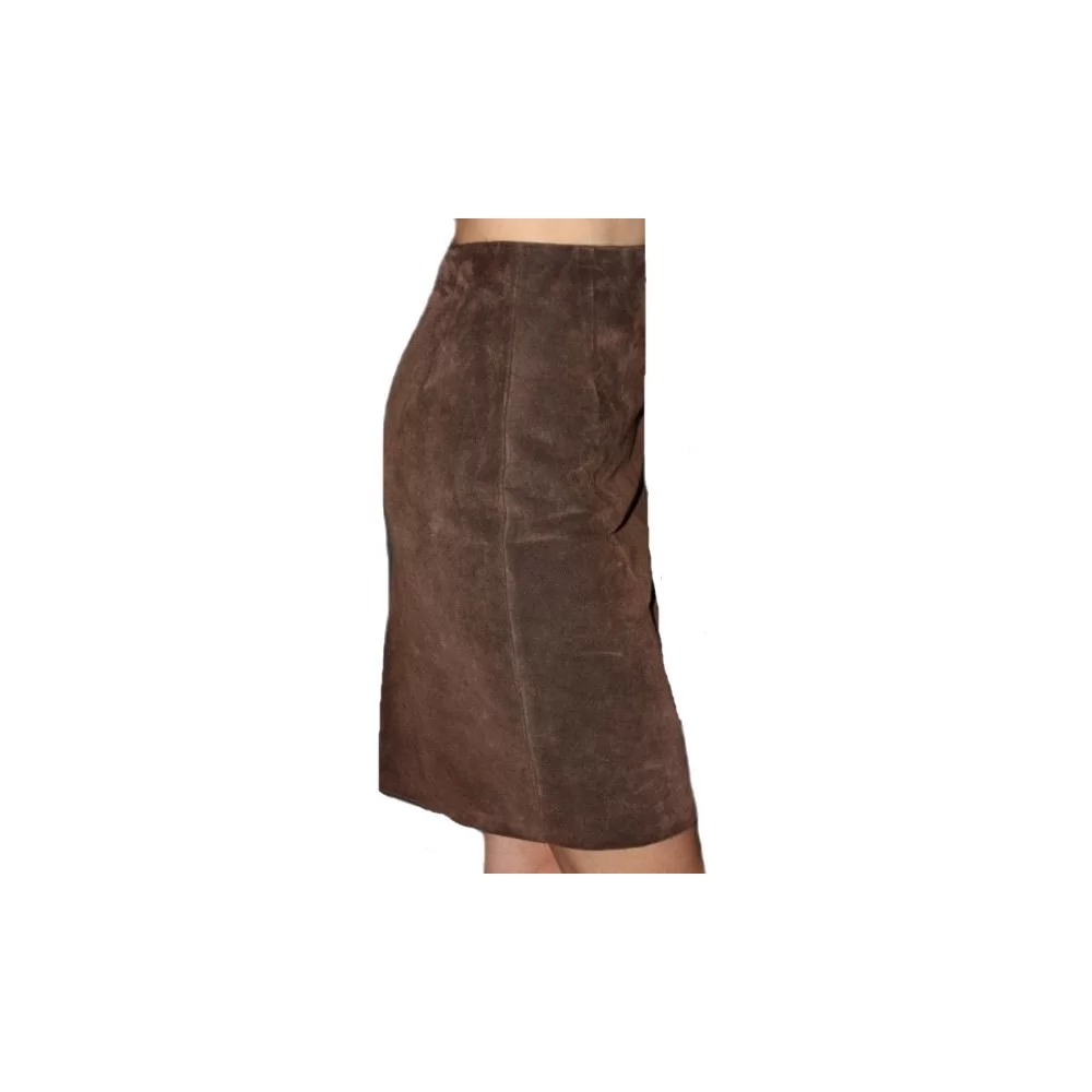 Jupe agneau velours façon daim couleur marron modèle Marion