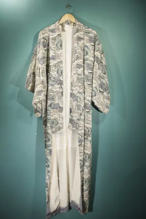 Kimono blanc & motifs bleus