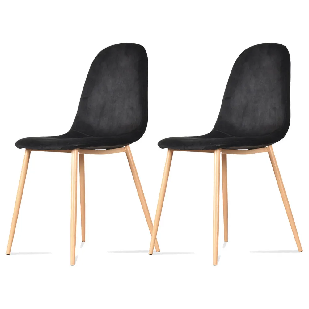 Lot de 2 chaises en velours pieds façon bois "Josef" Opjet Couleur Noir