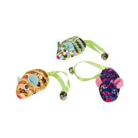 Lot de 3 souris mousse spiral avec grelot 6.5 cm jouet pour chat