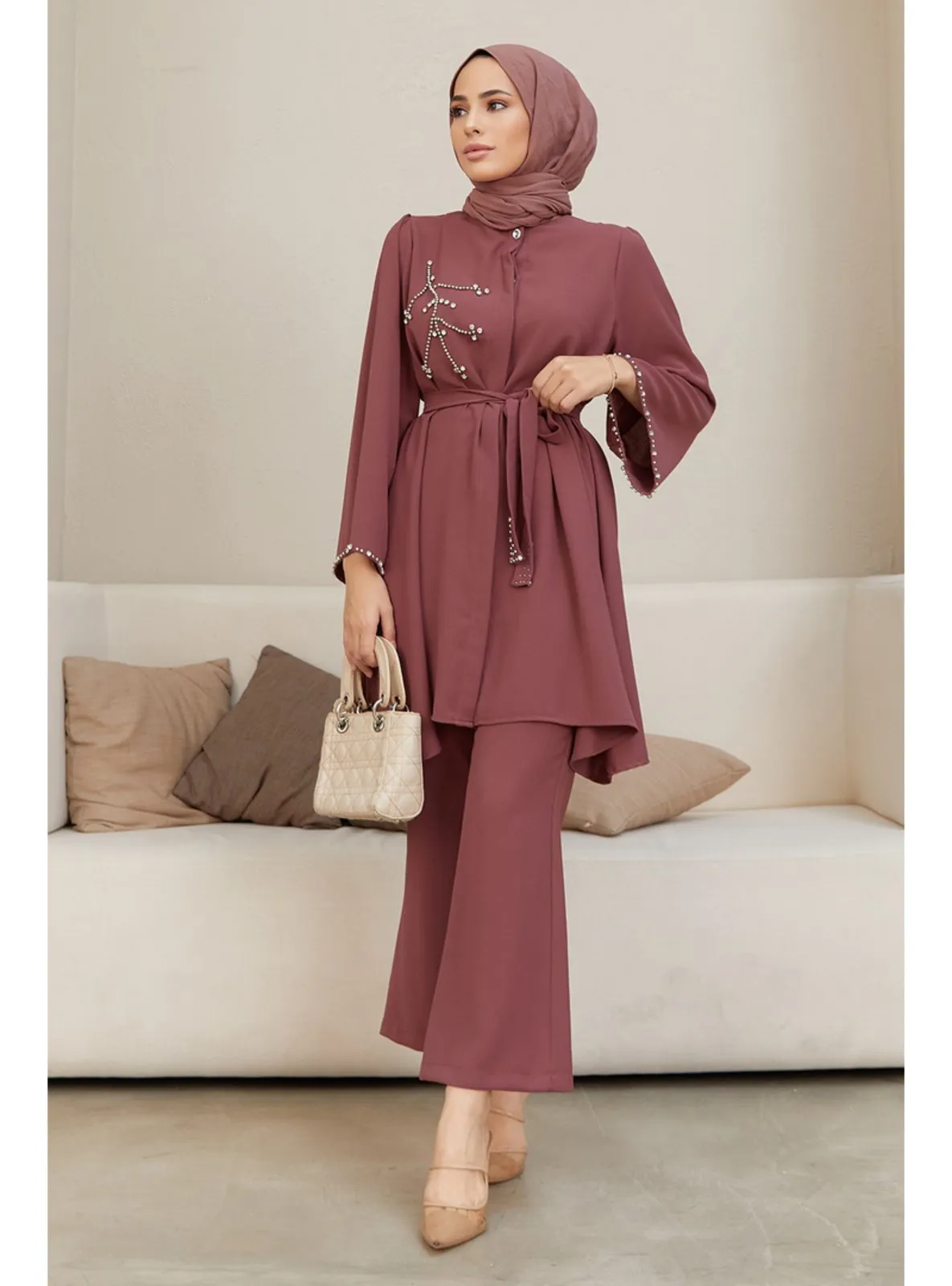 Luna Stone Embroidered Set Rose