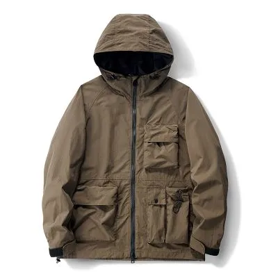Manteau à capuche homme multi-poches