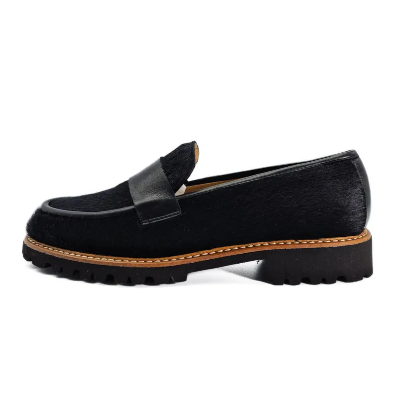 Mocassin femme en cuir façon ponny noir - Fratelli Rosana - Scarpe