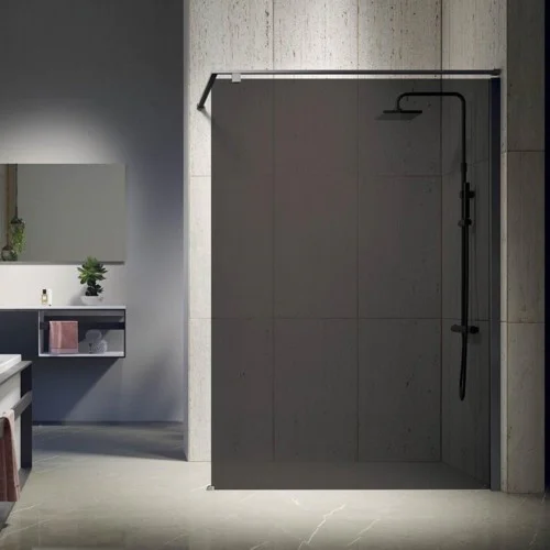 Paroi douche fixe fumée ajustable longueur 67 à 140cm adaptable