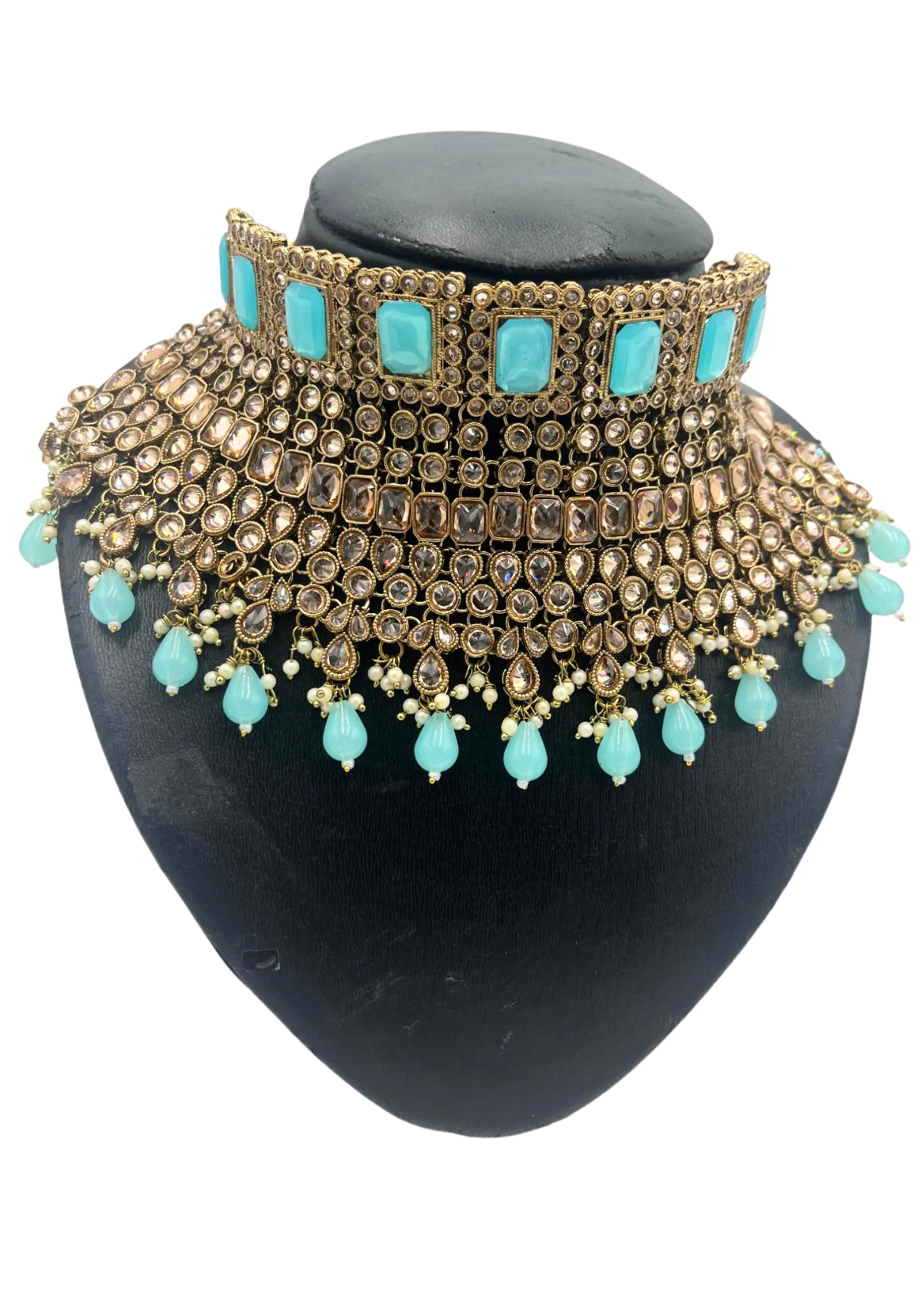 Parure mariage polki Turquoise Jeevitha