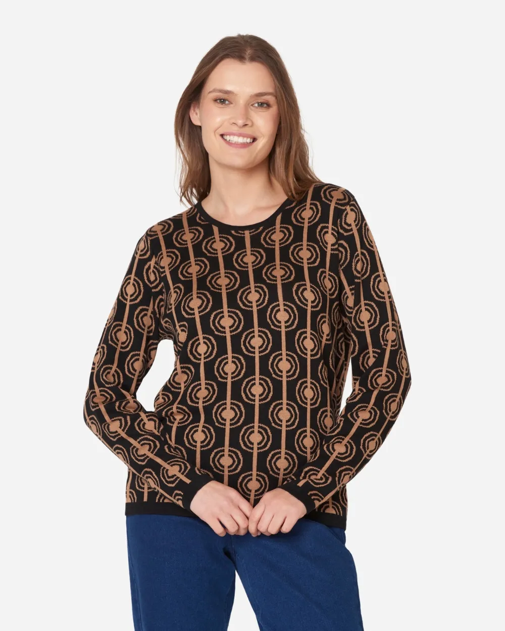 Pull noir col rond