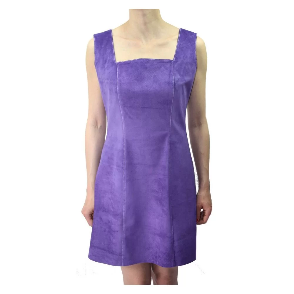 Robe agneau velours façon daim couleur violette modèle Cyra