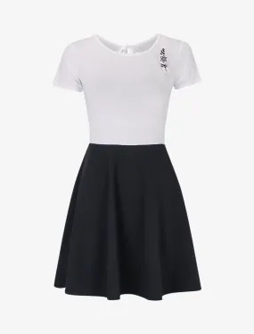 Robe color block avec broche - blanc