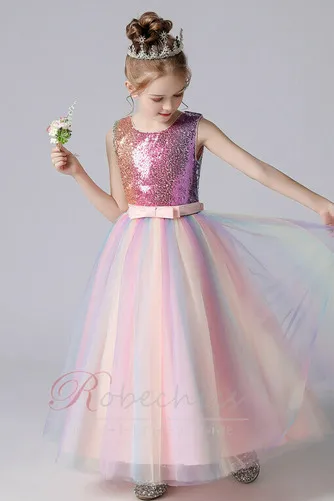 Robe Cortège Fille Tulle Manquant Zip A-ligne Sans Manches Étoilé