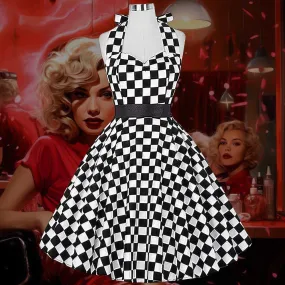 Robe Pin-Up  à Damier Noir & Blanc