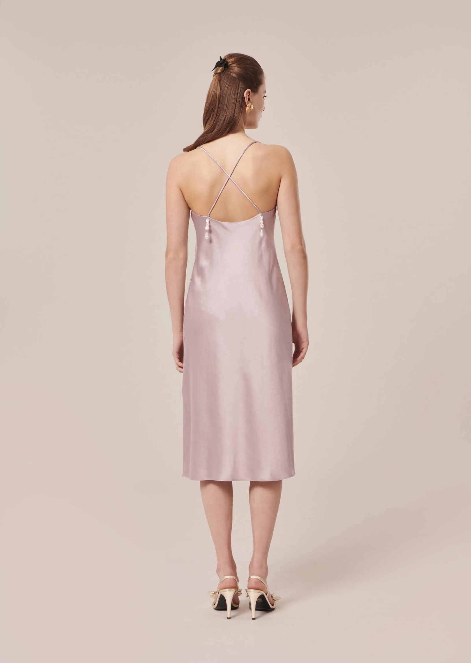 Robe Reane violette en satin fluide