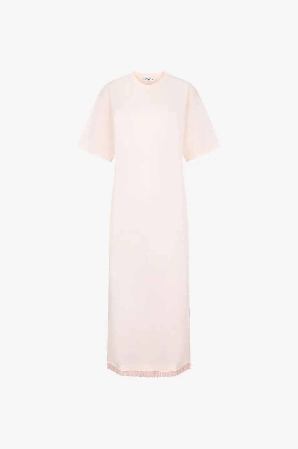 Robe T-shirt longue à franges en verre et tulle