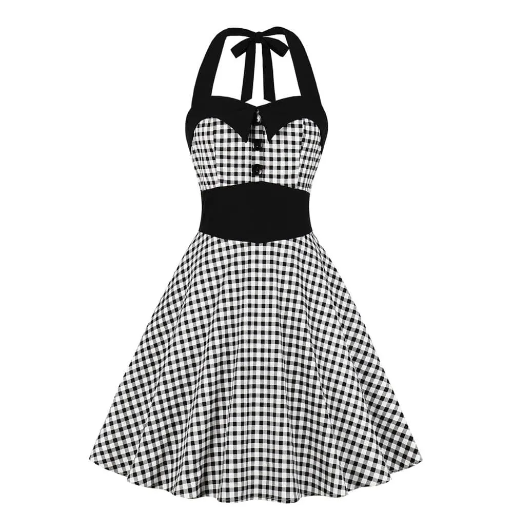 Robe Vintage  Pin-Up Vichy Noir
