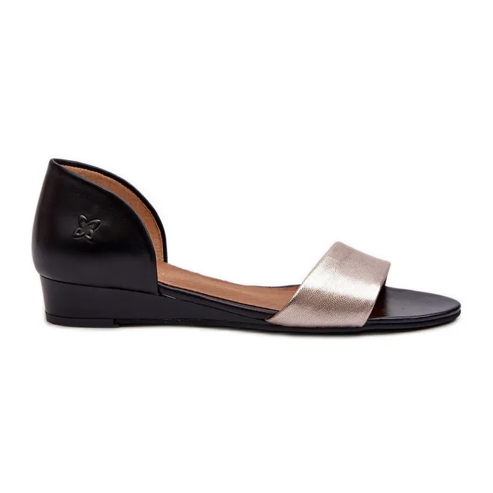 Sandales en Cuir Maciejka 1971-67 Noir et Doré d'or