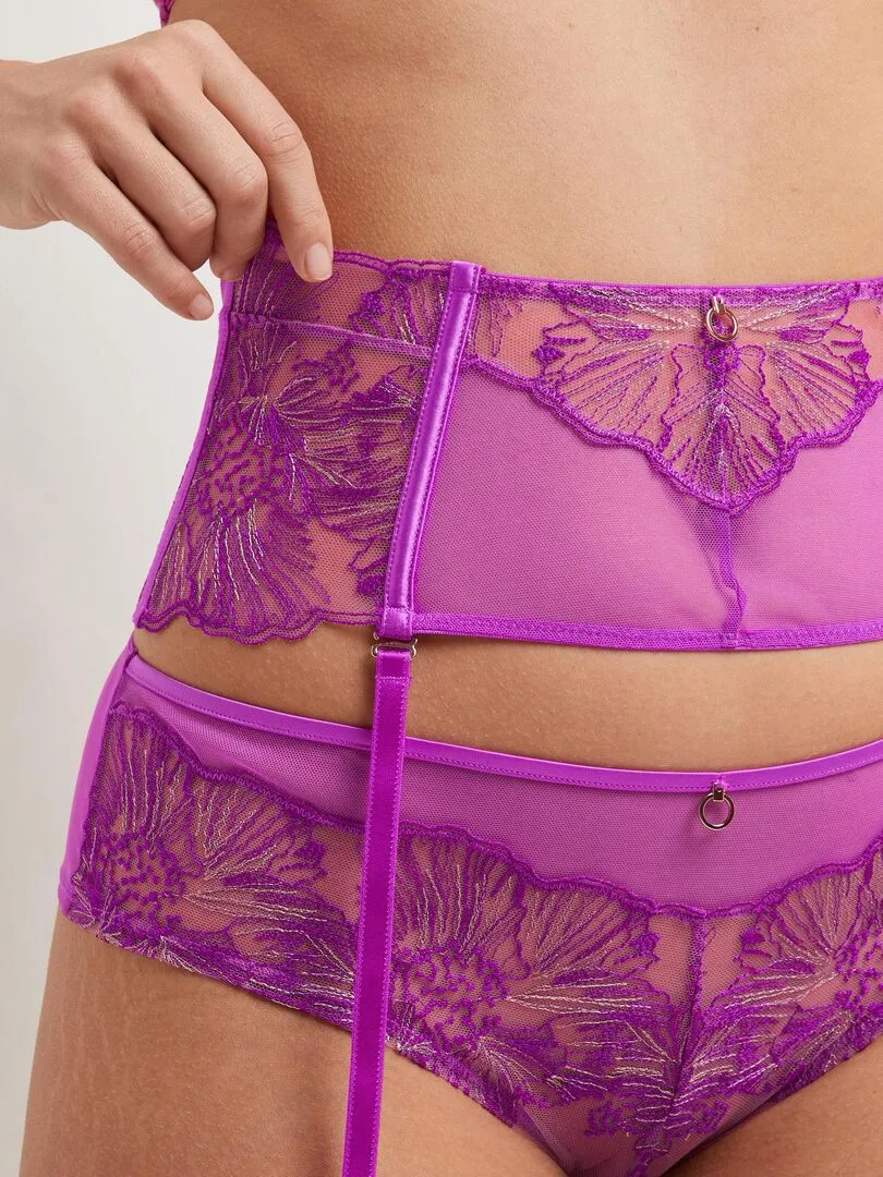 Serre taille tulle brode Darling - RougeGorge Lingerie - Violet