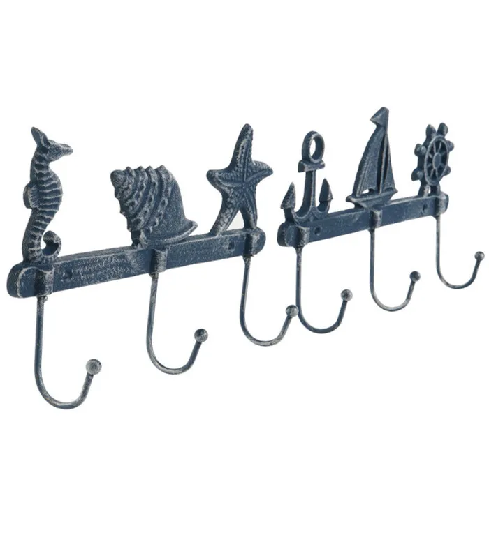 Set de 2 portemanteaux fonte bleus 28x5.5x17cm