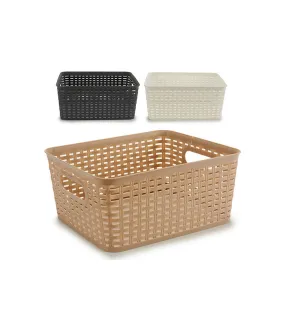 Set de 3 Paniers à Linge Rectangulaires en Plastique Façon Osier Tressé