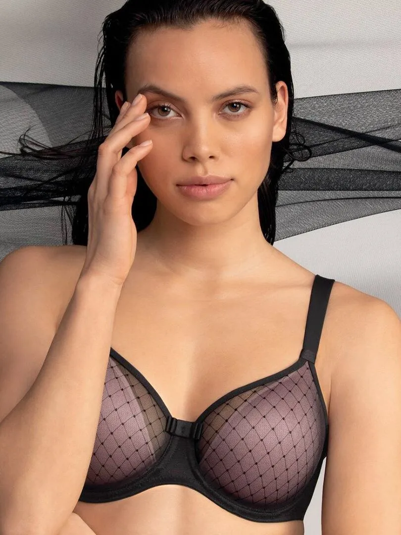 Soutien-gorge paddé recouvert de tulle Eve - Noir