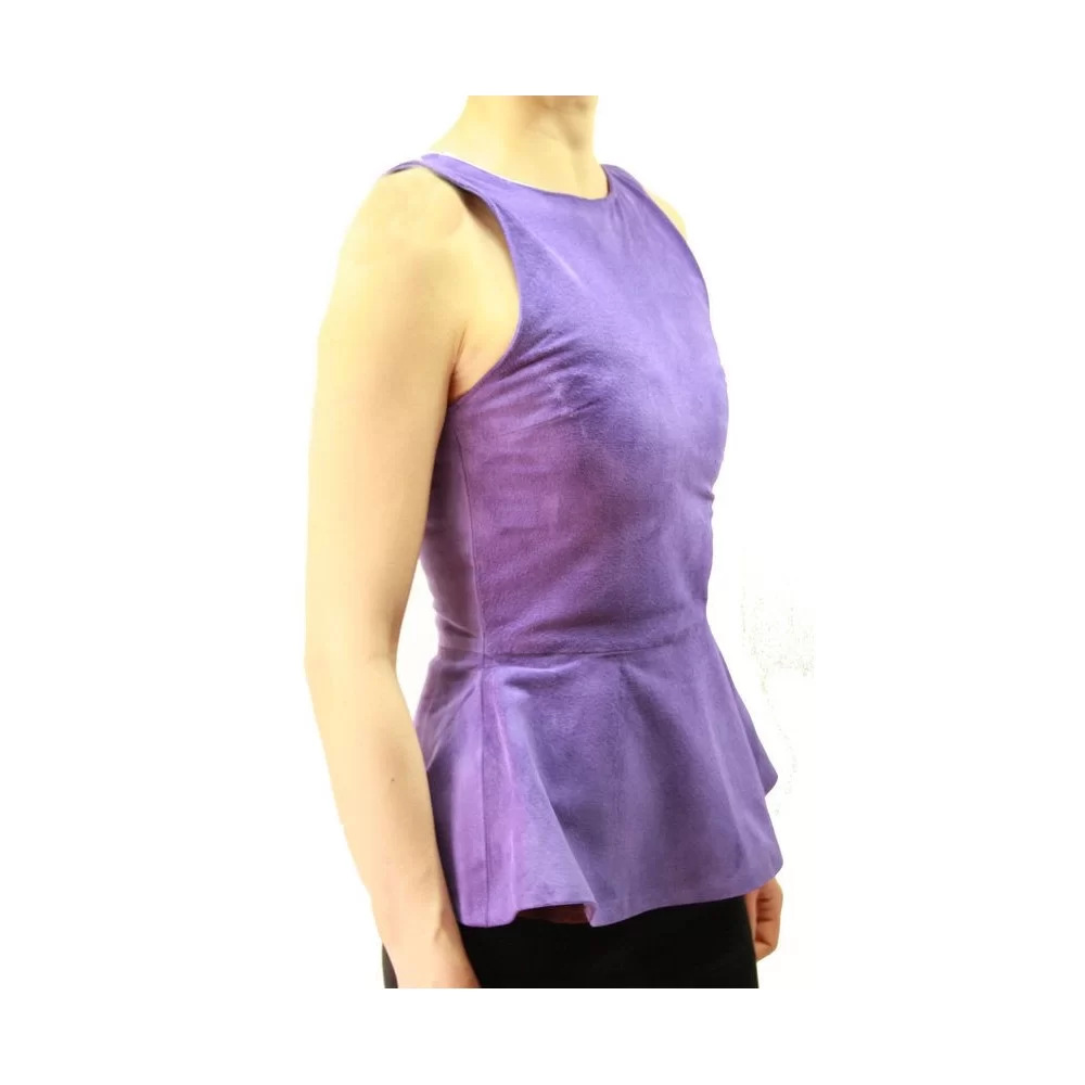 Tee shirt en agneau velours façon daim mauve modèle Brenda