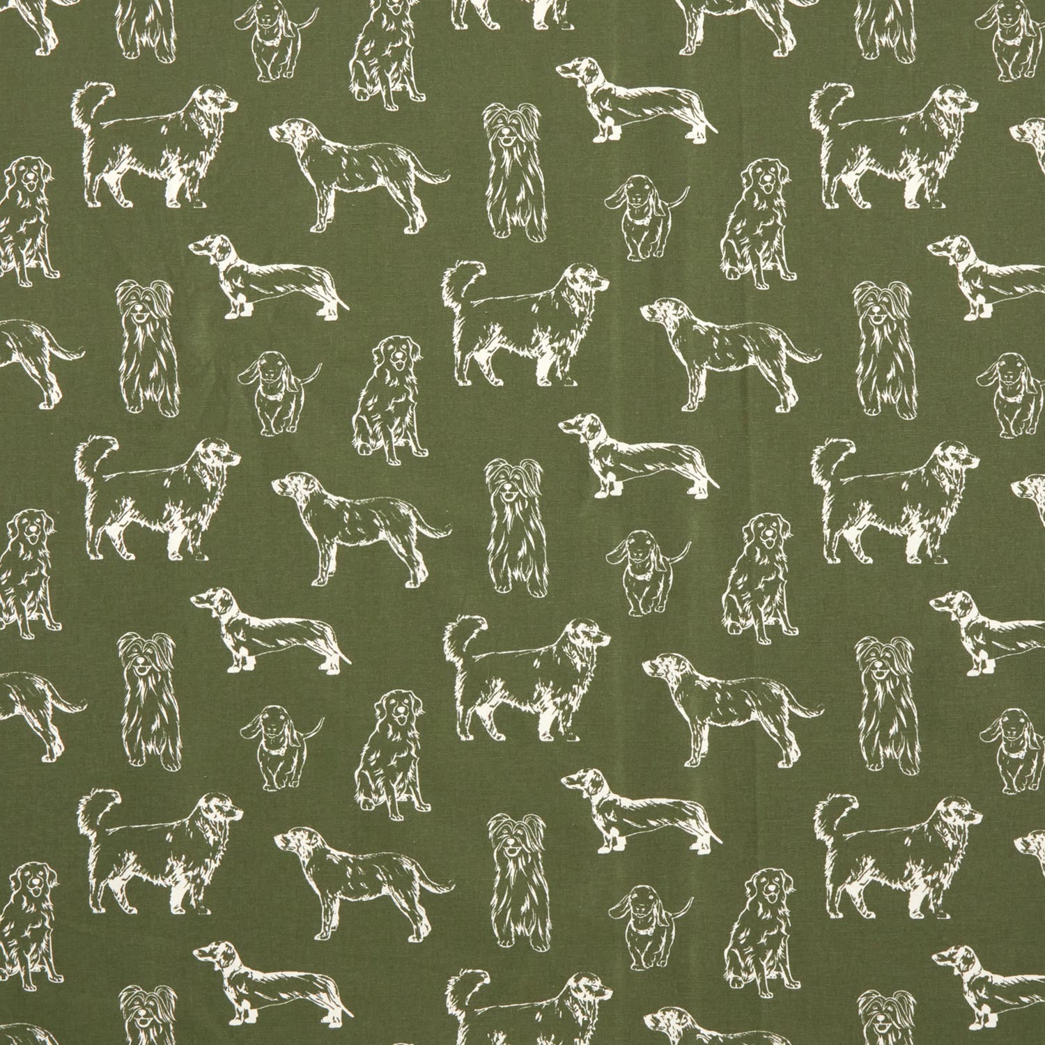Tissu de décoration Canvas Chiens – pin foncé/crème