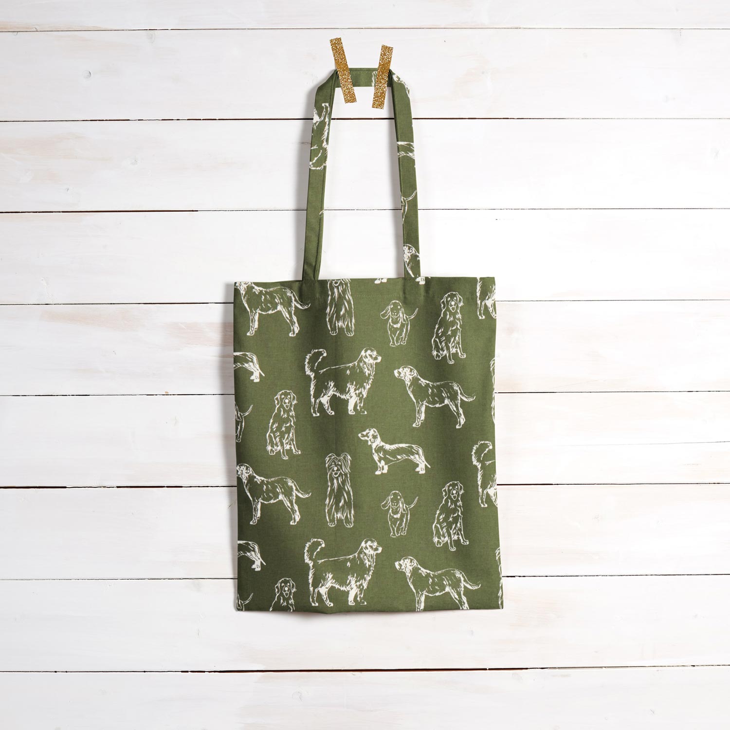 Tissu de décoration Canvas Chiens – pin foncé/crème