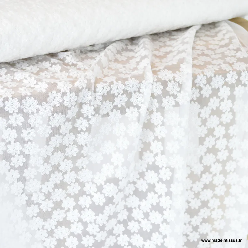 Tulle brodé Izia - Blanc