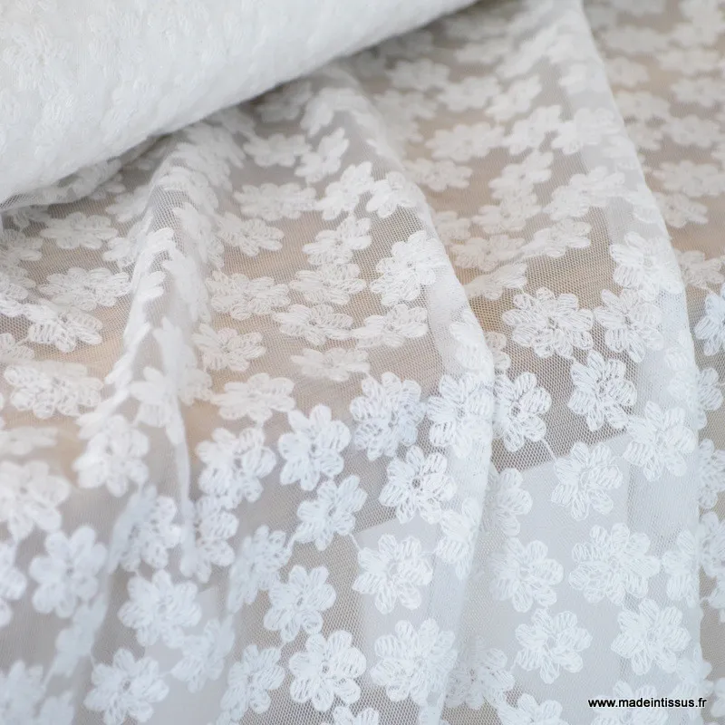 Tulle brodé Izia - Blanc