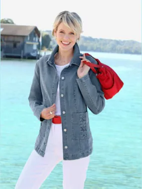 Veste en jean poches décoratives
